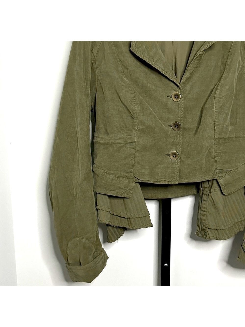 Free People Army Green Corduroy Heritage Jacket with Vest Size M-like new - Picture 10 of 15